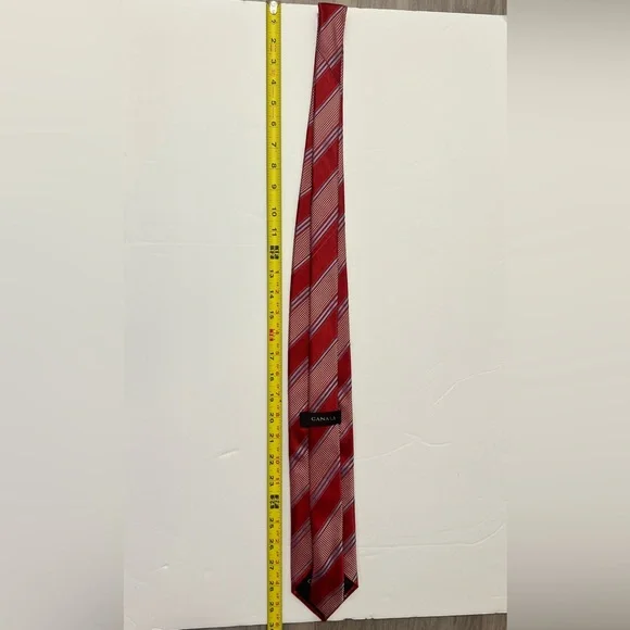 Canali, Red, Striped, 100% Silk, Made in Italy,‎ Men's Tie